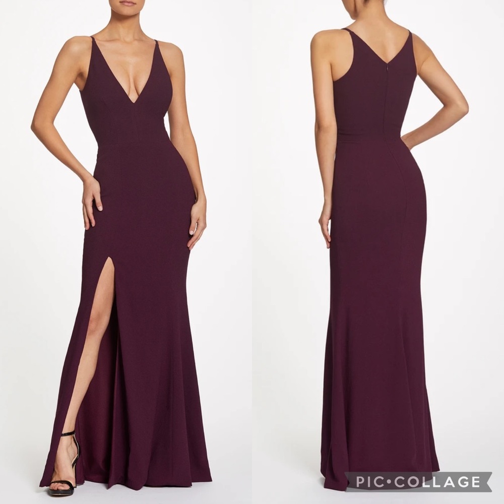 Dress The Population Iris Slit V Neck Maxi Gown M